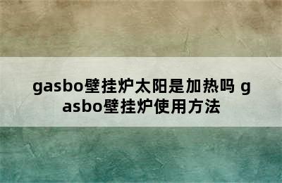 gasbo壁挂炉太阳是加热吗 gasbo壁挂炉使用方法